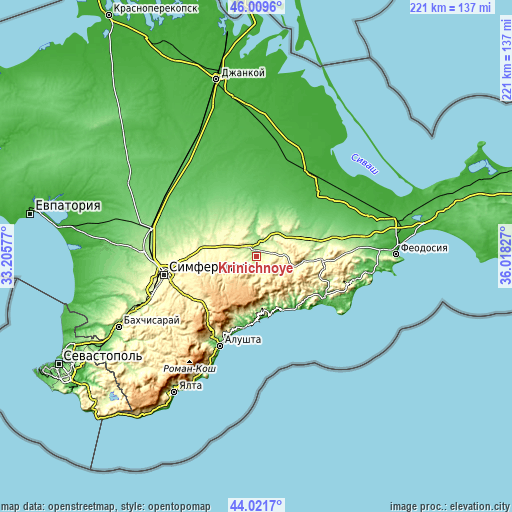 Topographic map of Krinichnoye