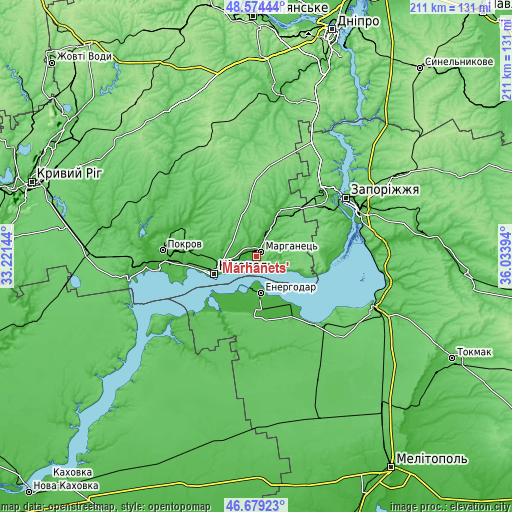 Topographic map of Marhanets’