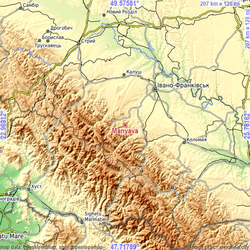 Topographic map of Manyava