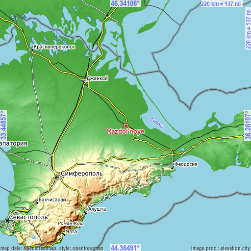 Topographic map of Razdol’noye