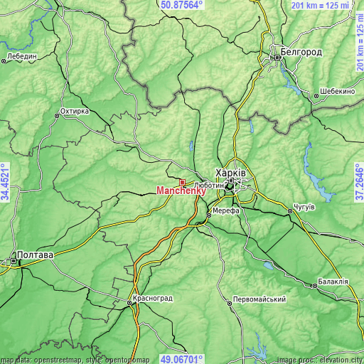 Topographic map of Manchenky