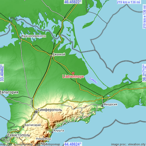 Topographic map of Listvennoye