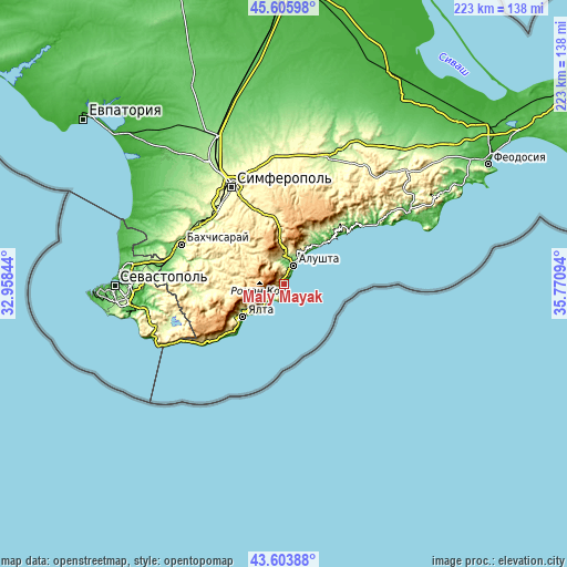 Topographic map of Maly Mayak