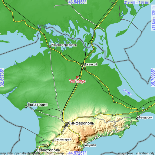 Topographic map of Vol’noye