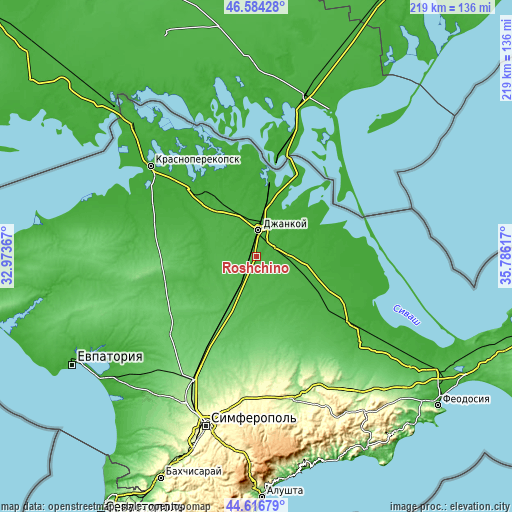 Topographic map of Roshchino