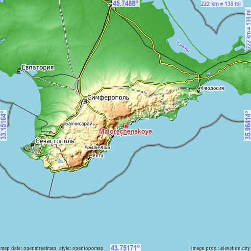 Topographic map of Malorechenskoye