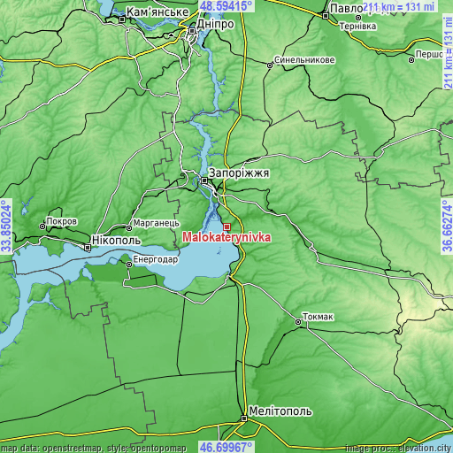 Topographic map of Malokaterynivka