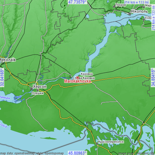 Topographic map of Malokakhovka