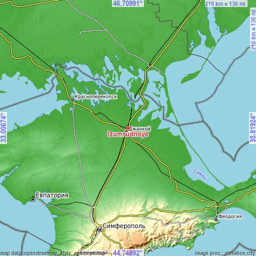 Topographic map of Izumrudnoye