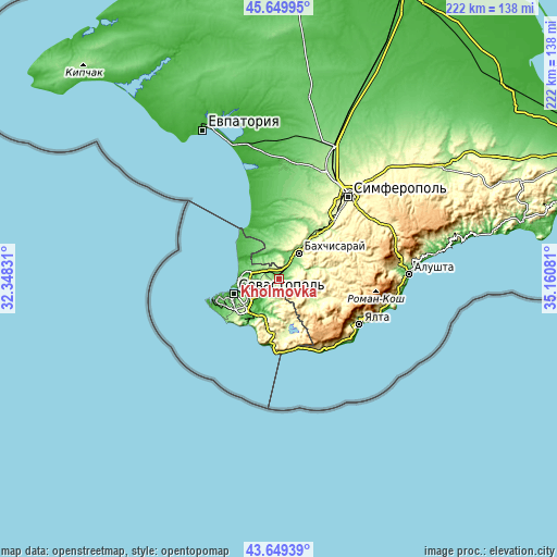 Topographic map of Kholmovka