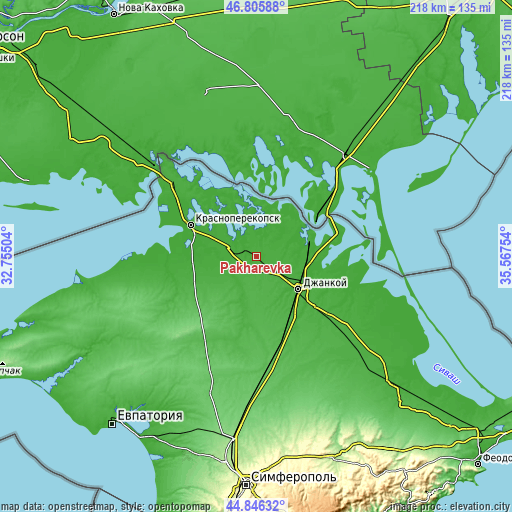 Topographic map of Pakharevka