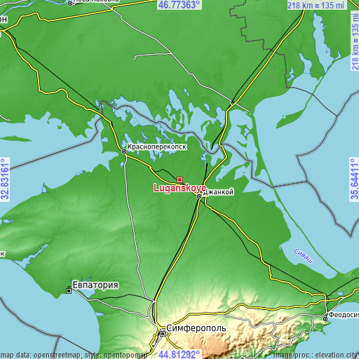 Topographic map of Luganskoye