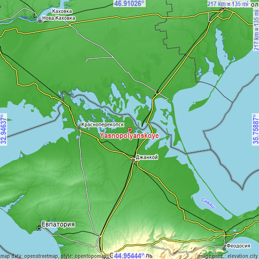 Topographic map of Yasnopolyanskoye