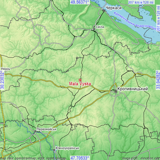 Topographic map of Mala Vyska