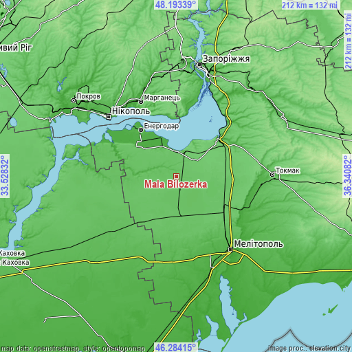 Topographic map of Mala Bilozerka