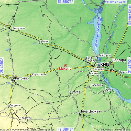 Topographic map of Makariv