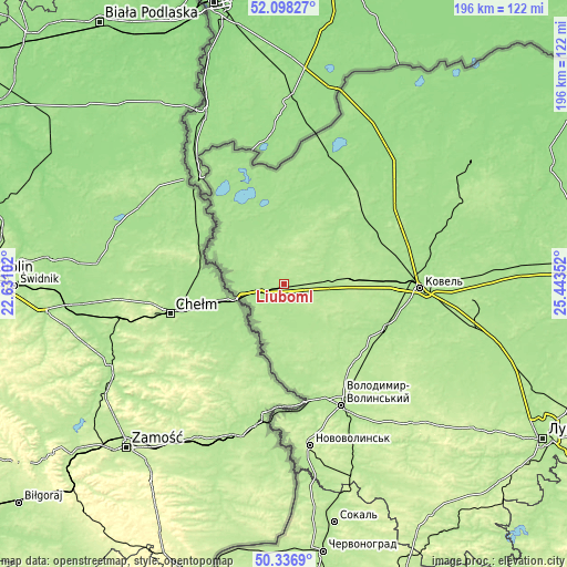 Topographic map of Liuboml