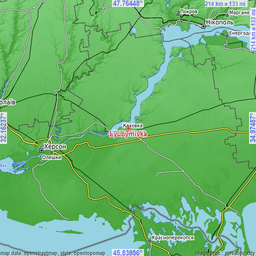 Topographic map of Lyubymivka