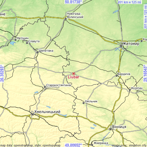 Topographic map of Liubar