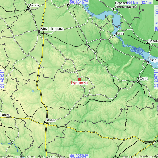 Topographic map of Lysianka