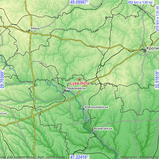 Topographic map of Lysa Hora