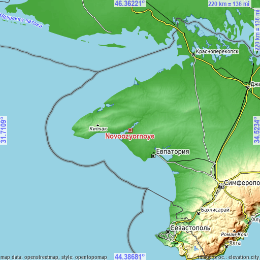 Topographic map of Novoozyornoye