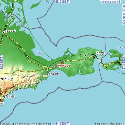 Topographic map of Lugovoye