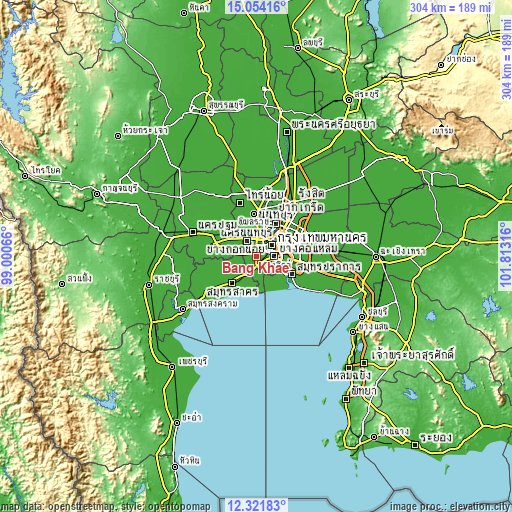 Topographic map of Bang Khae