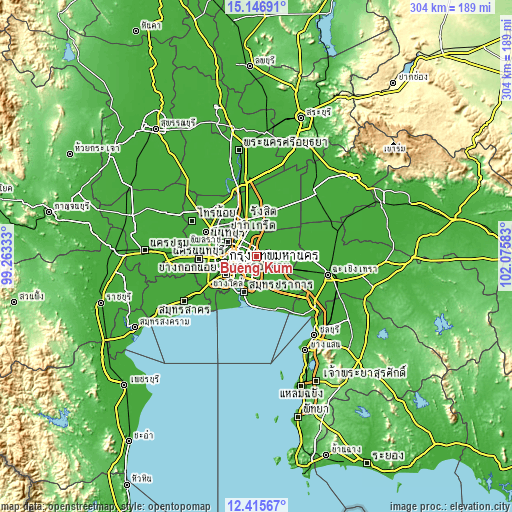 Topographic map of Bueng Kum