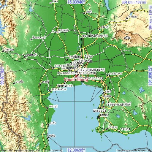 Topographic map of Chom Thong