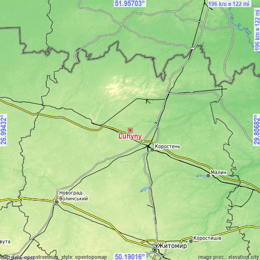 Topographic map of Luhyny