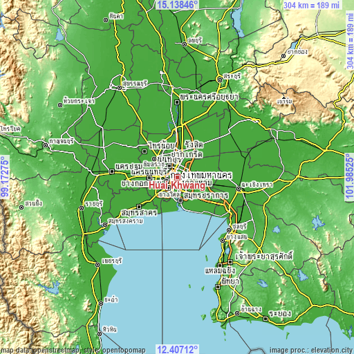 Topographic map of Huai Khwang