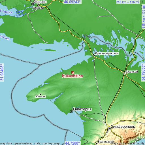 Topographic map of Kukushkino