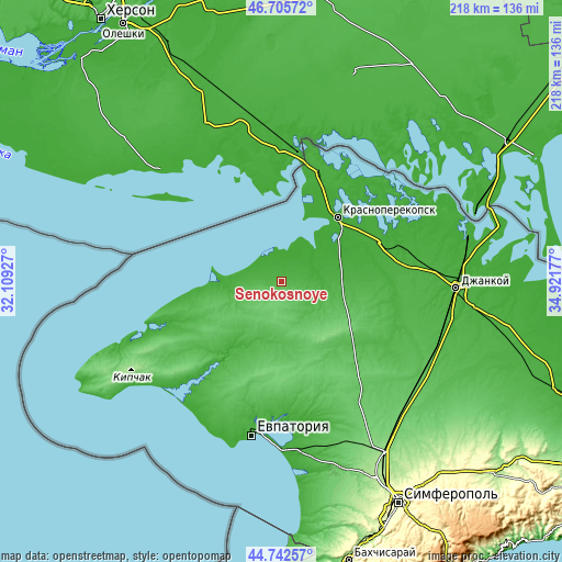 Topographic map of Senokosnoye