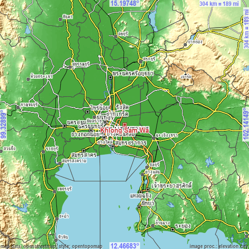 Topographic map of Khlong Sam Wa