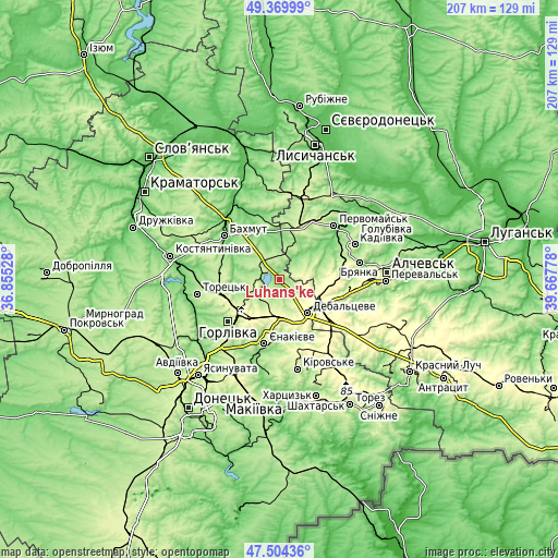 Topographic map of Luhans’ke