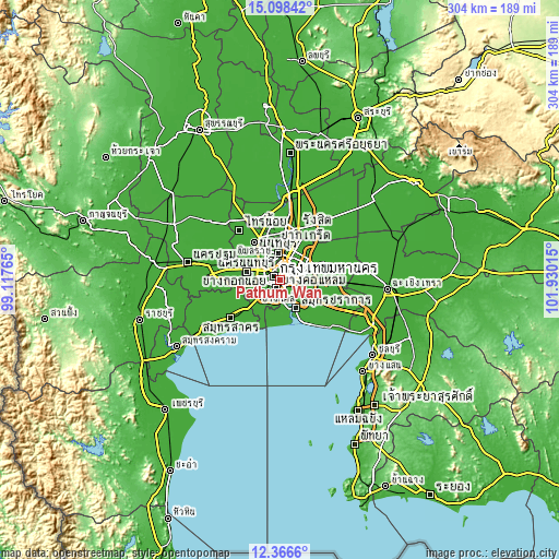 Topographic map of Pathum Wan
