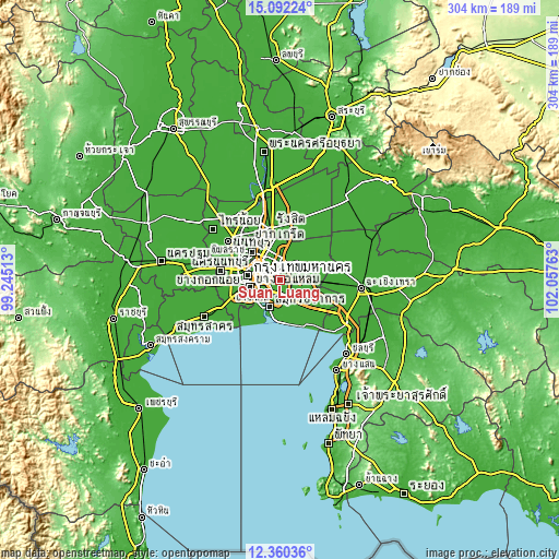 Topographic map of Suan Luang