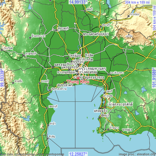 Topographic map of Thung Khru