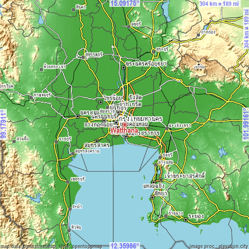 Topographic map of Watthana