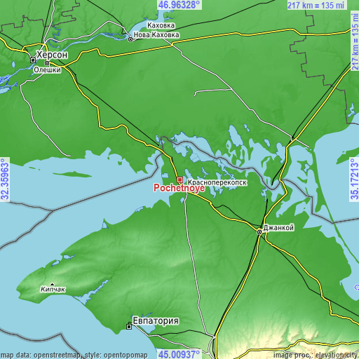 Topographic map of Pochetnoye