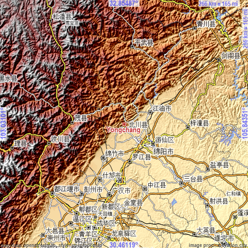 Topographic map of Yongchang