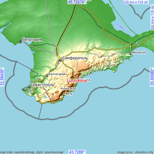 Topographic map of Luchistoye