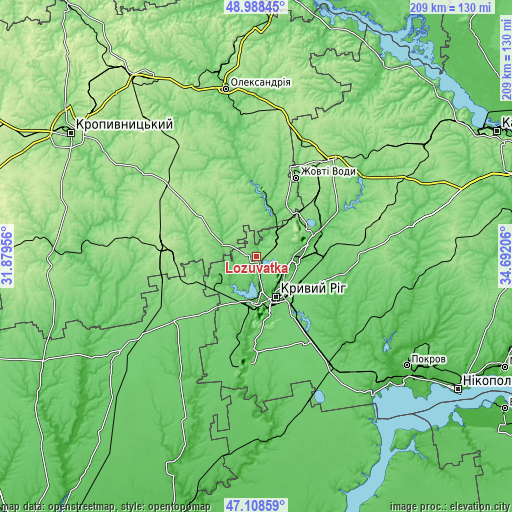 Topographic map of Lozuvatka