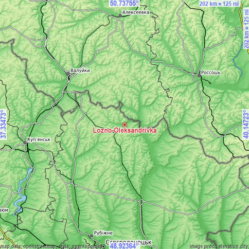 Topographic map of Lozno-Oleksandrivka