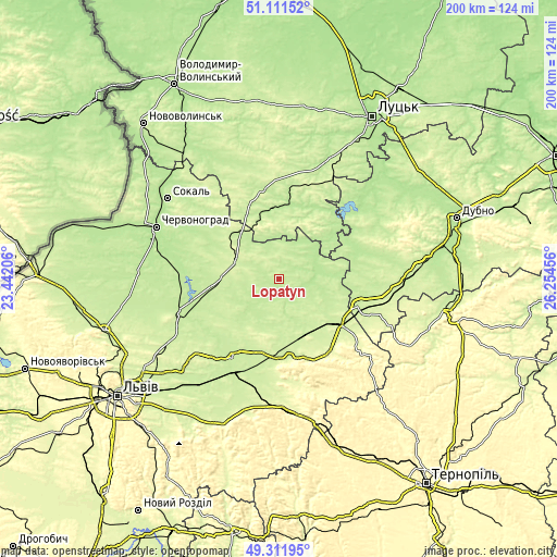 Topographic map of Lopatyn