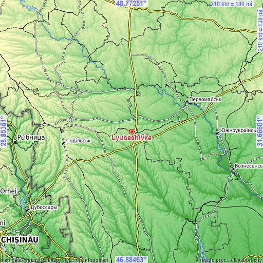 Topographic map of Lyubashivka