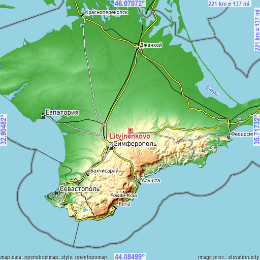 Topographic map of Litvinenkovo