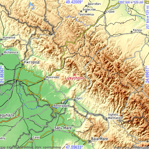 Topographic map of Lysychovo