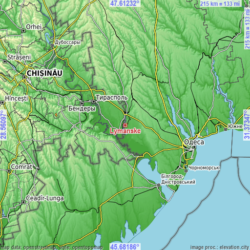 Topographic map of Lymanske